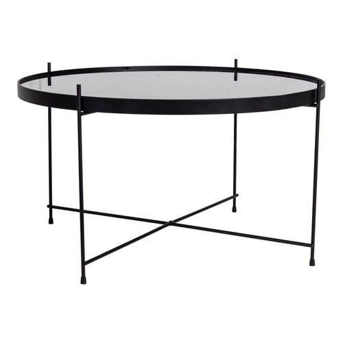 House Nordic - Table Basse Ronde 70 cm en Verre et en Acier Noir ELLENA - Table d appoint noire