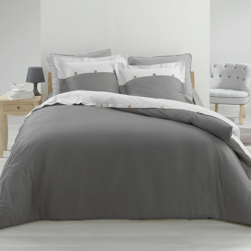 Douceur D'Interieur - Parure Vice Versa Anthracite & Blanc - Parures de lit gris