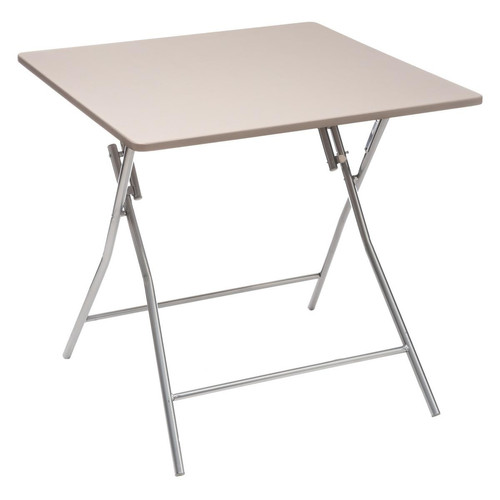 Table Pliante 80 X 80 cm Taupe Marron 3S. x Home Meuble & Déco