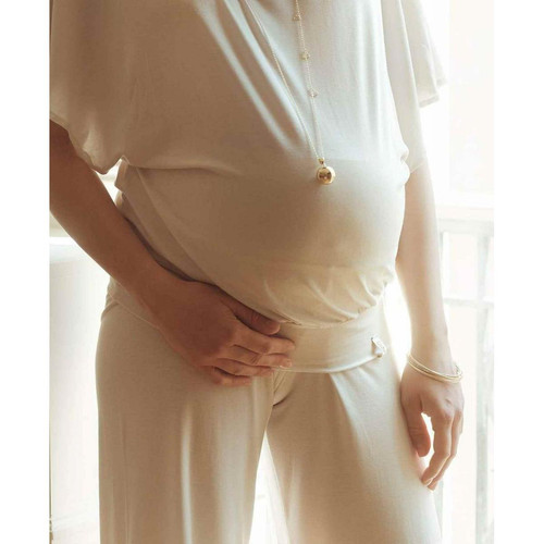 Pantalon de grossesse large 7/8 Blanc - Cache Coeur 